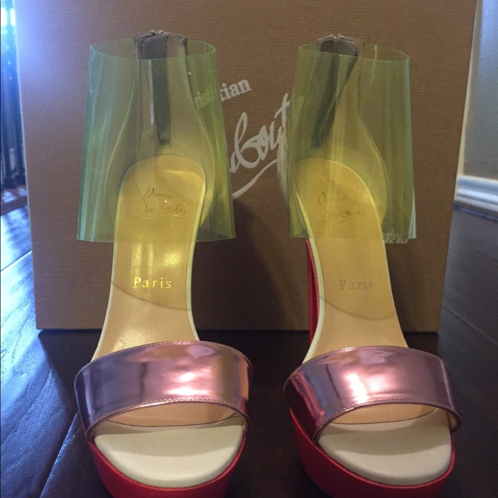 Christian Louboutin Dufoura 140 Suede PVC Heels - Picture 3 of 8